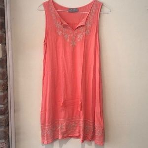 Tinley Peach Embroidered Tassel Dress